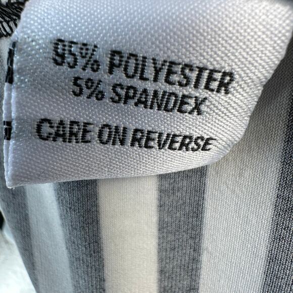 Calvin Klein Tank Top Womens M Black Ivory Striped Pintuck Neck Keyhole Back - Picture 7 of 9